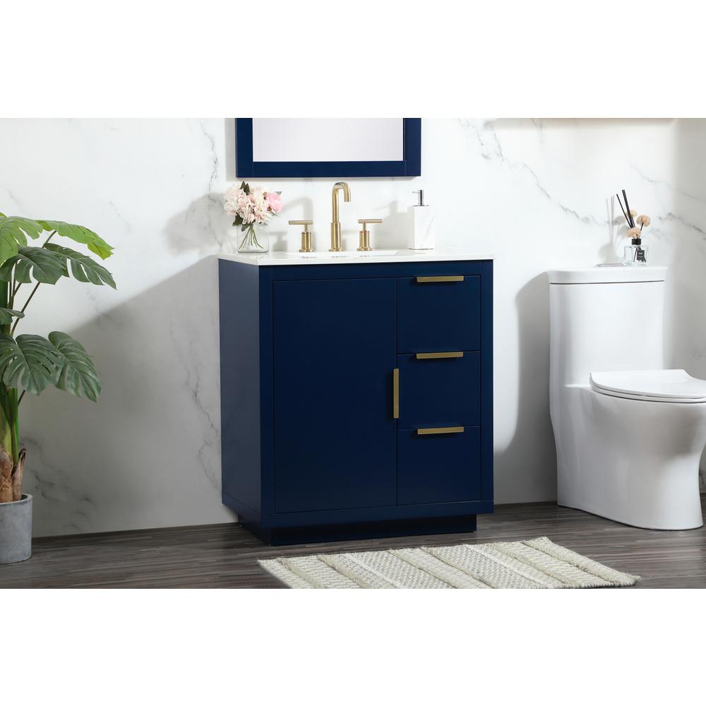 30 inch Single bathroom vanity in blue. Picture 2