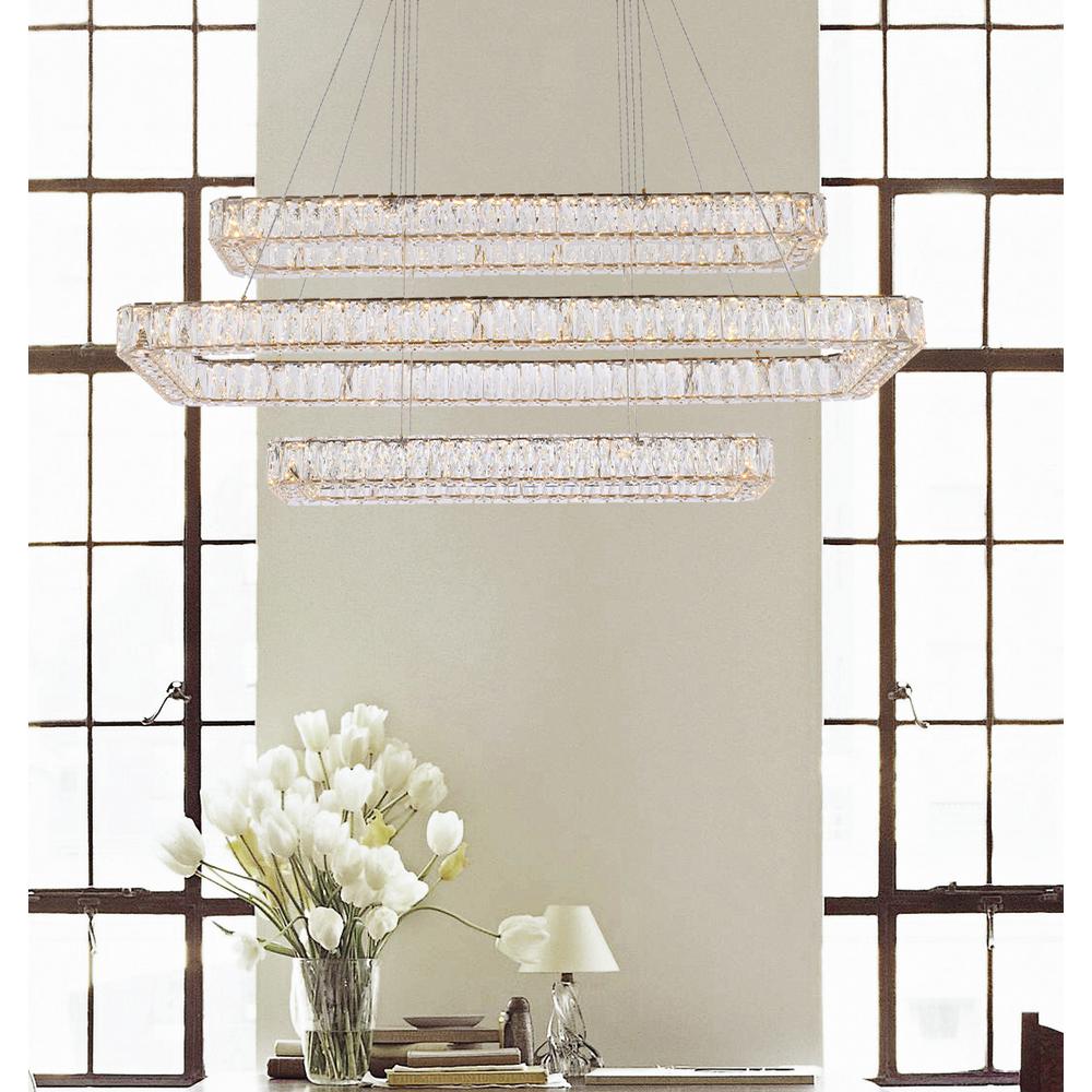 Monroe 50 inch LED triple rectangle pendant in gold. Picture 8