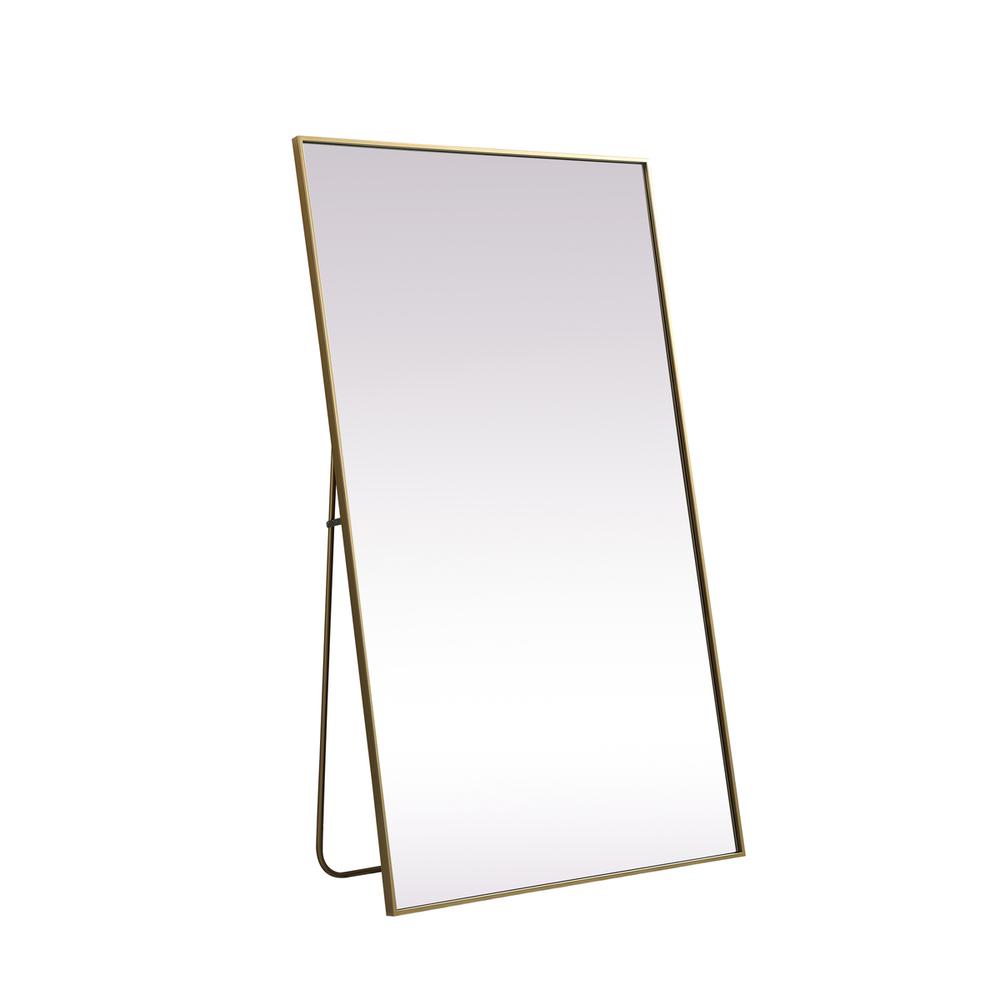 Metal Frame Rectangle Full Length Mirror 36x60 Inch in Brass. Picture 5