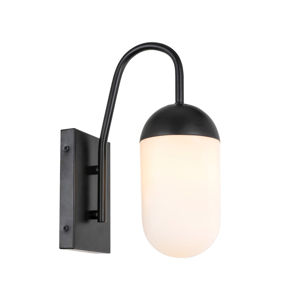 Kace 1 Light Black And Frosted White Glass Wall Sconce. Picture 4