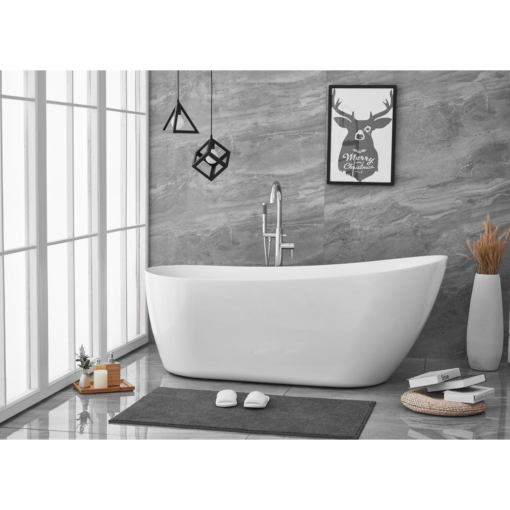 70 inch soaking Single slipper bathtub in glossy white. Picture 14