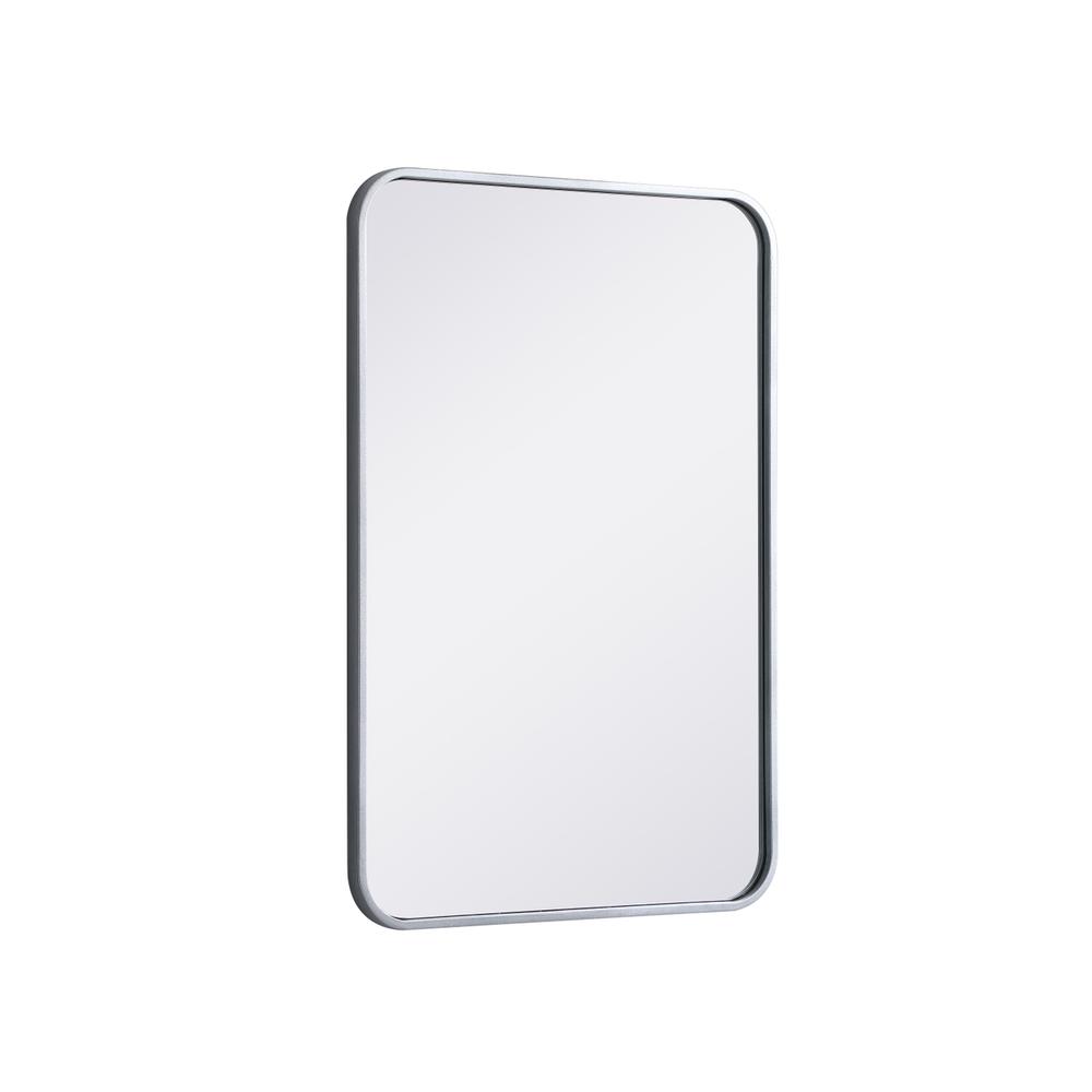 Soft corner metal rectangular mirror 20x30 inch in Silver. Picture 5