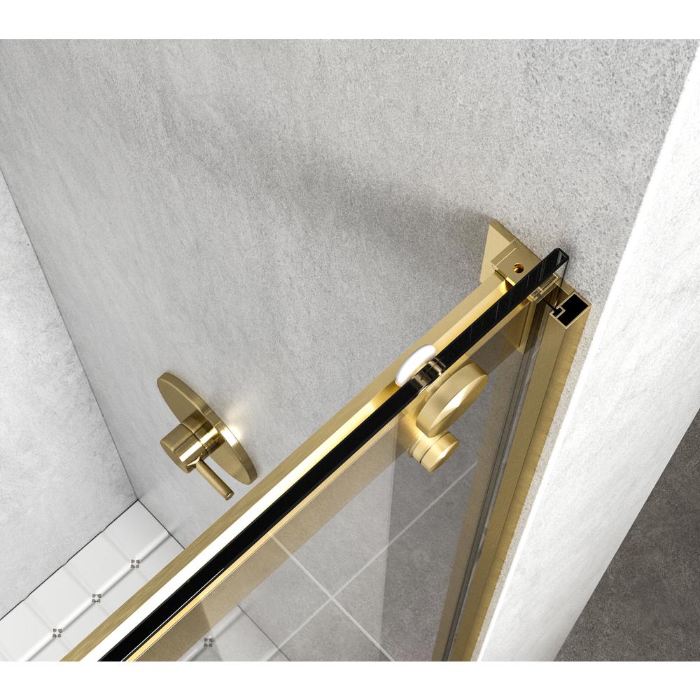 Semi-frameless shower door 48 x 76 Brushed Gold. Picture 6