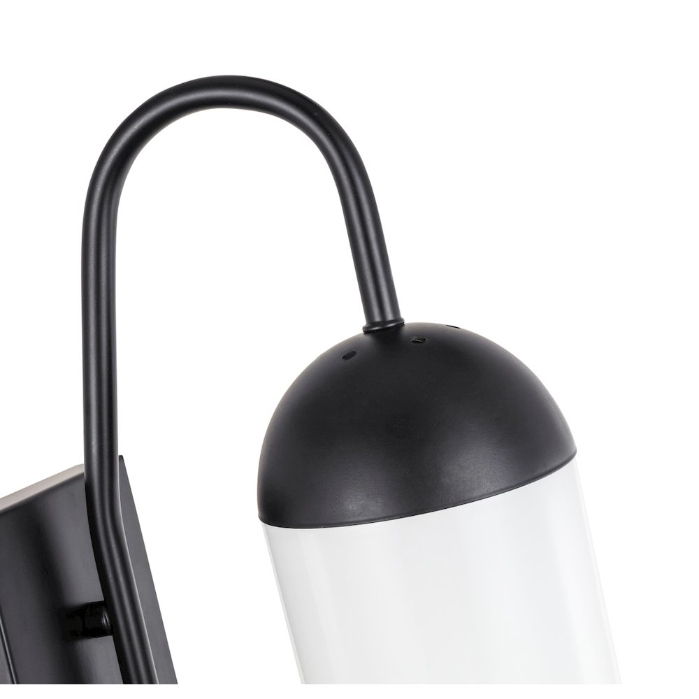 Kace 1 Light Black And Frosted White Glass Wall Sconce. Picture 12