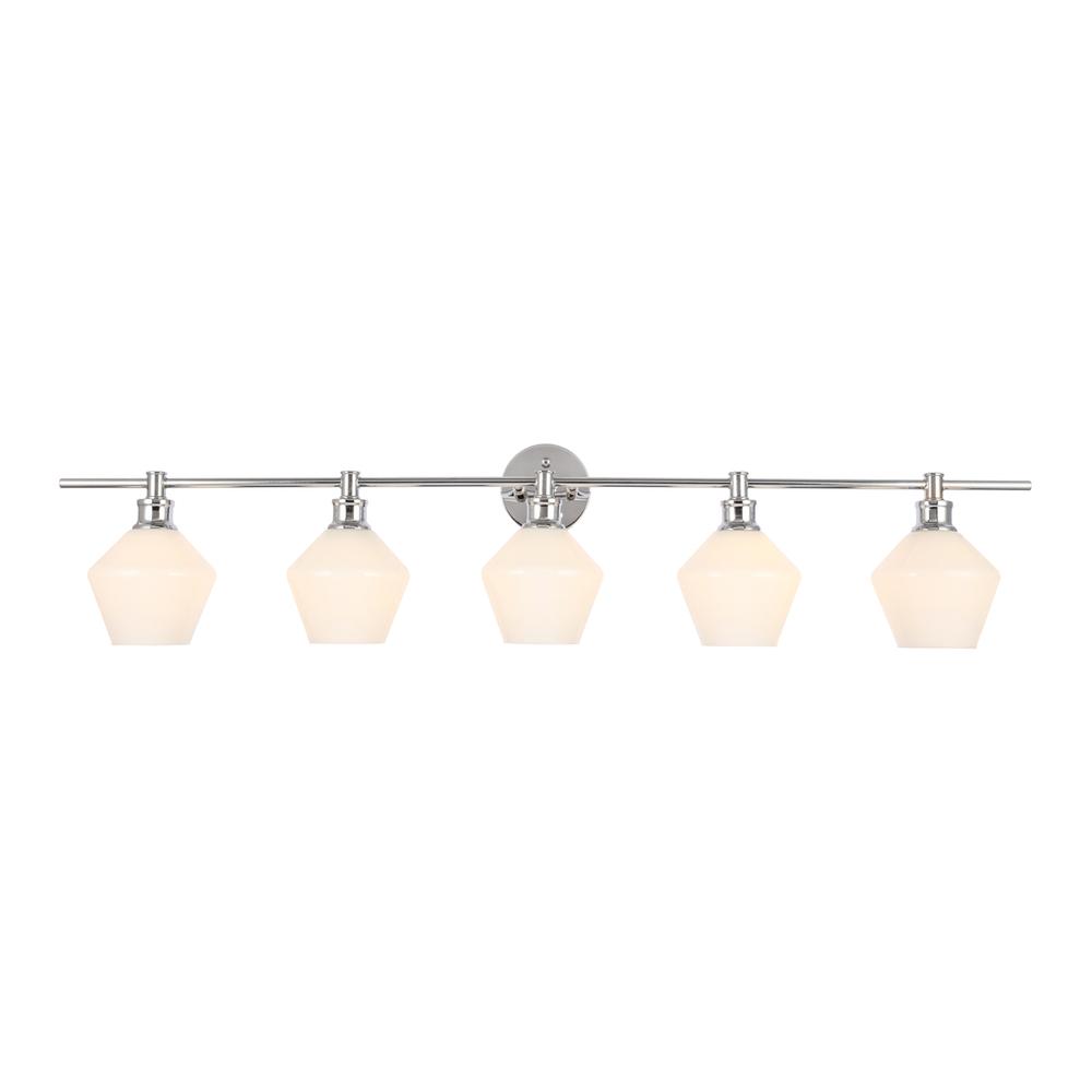 Gene 5 light Chrome and Frosted white glass Wall sconce. Picture 9