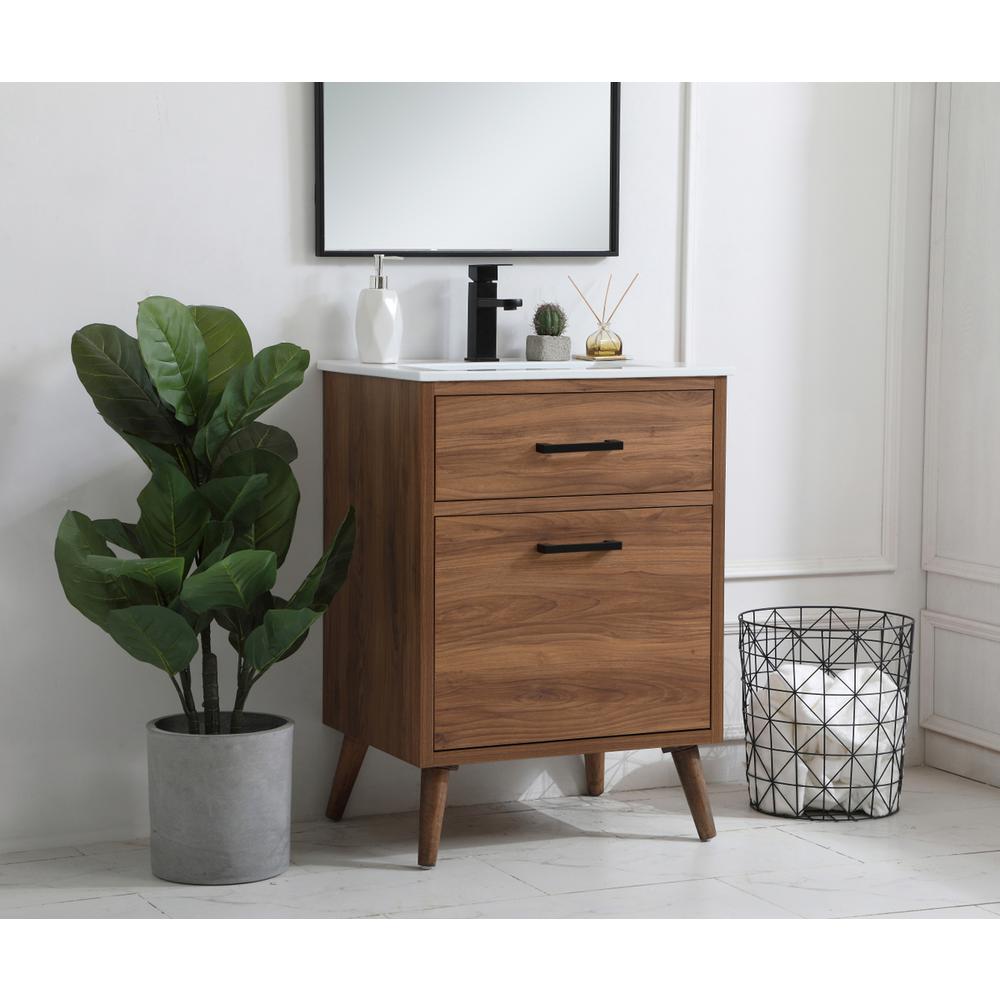 24 inch bathroom vanity in walnut brown. Picture 2