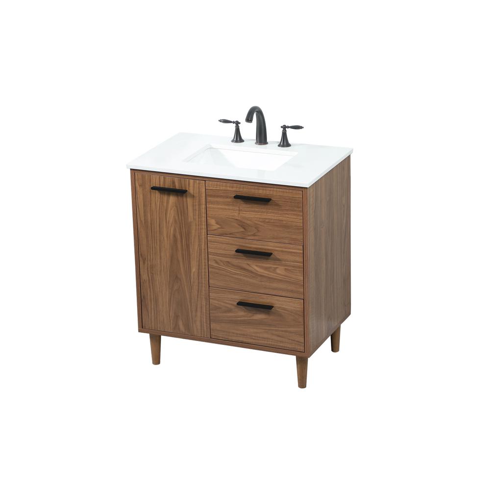 30 inch Single bathroom vanity in walnut brown. Picture 8