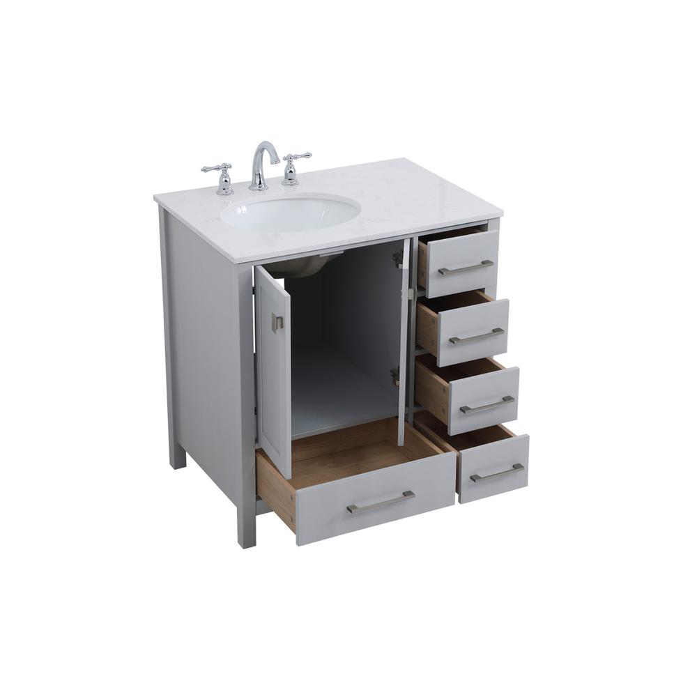 32 inch Single Bathroom Vanity in Gray. Picture 8