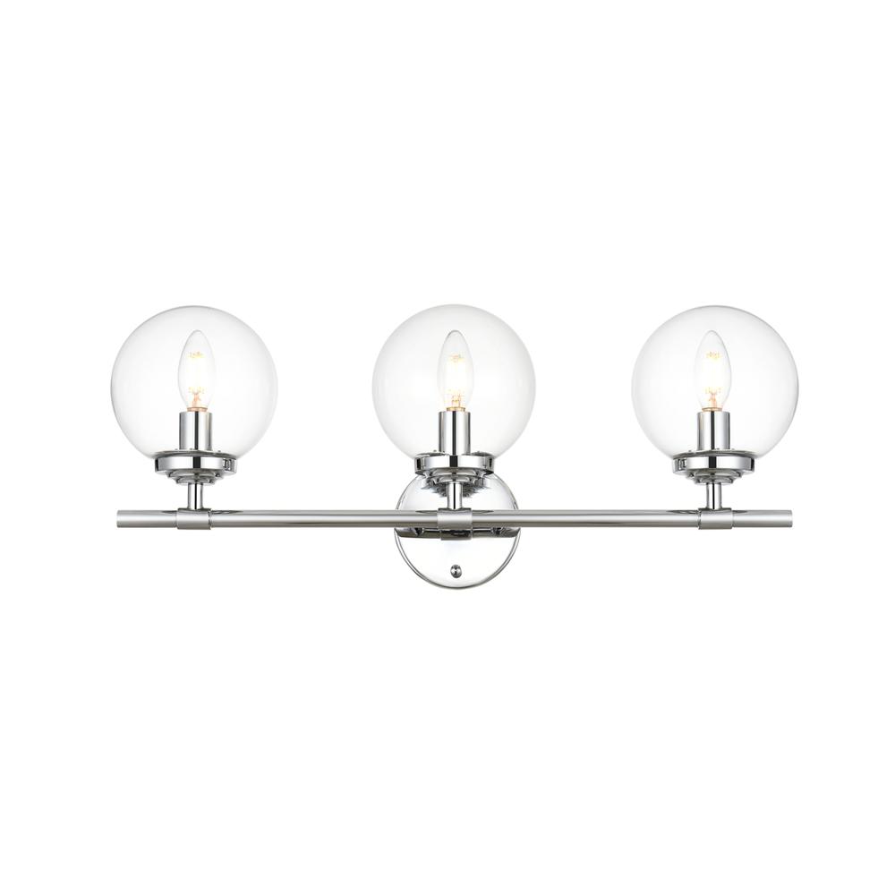 Ingrid 3 light Chrome and Clear Bath Sconce. Picture 1