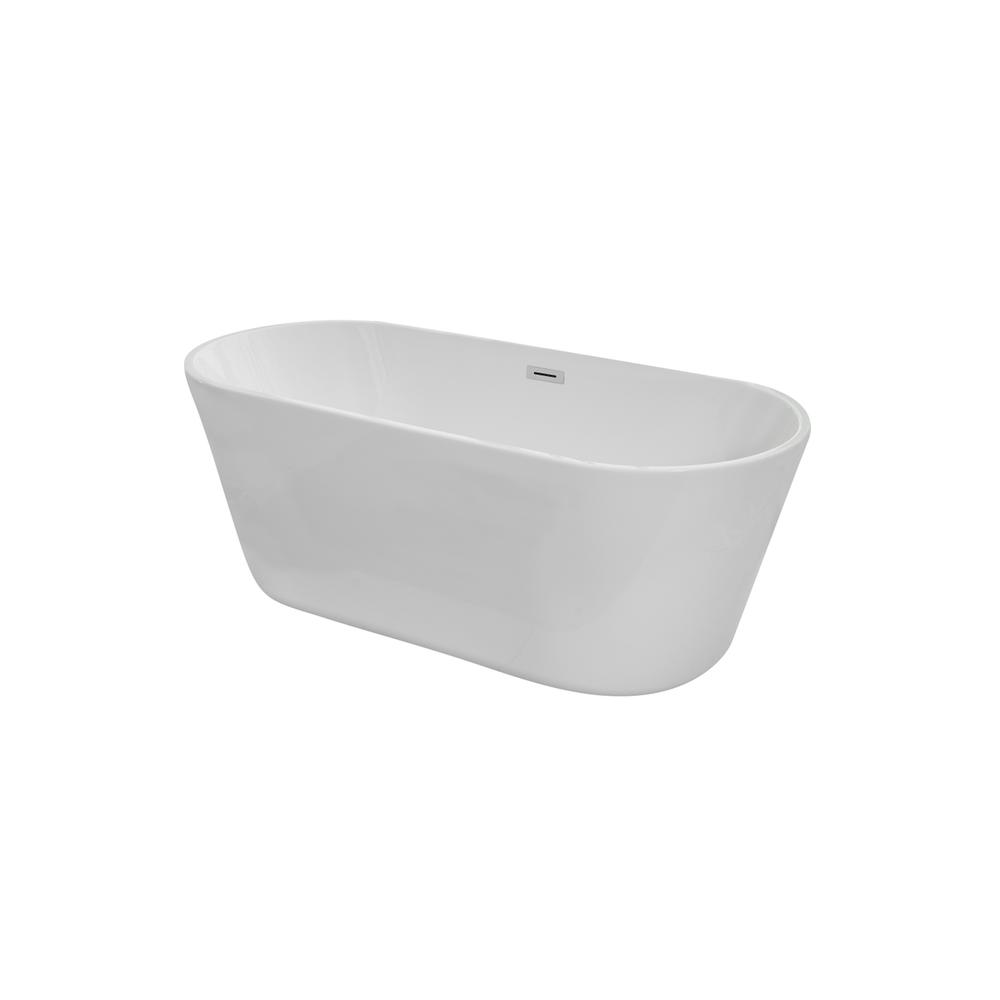 65 inch soaking roll top bathtub in glossy white. Picture 7
