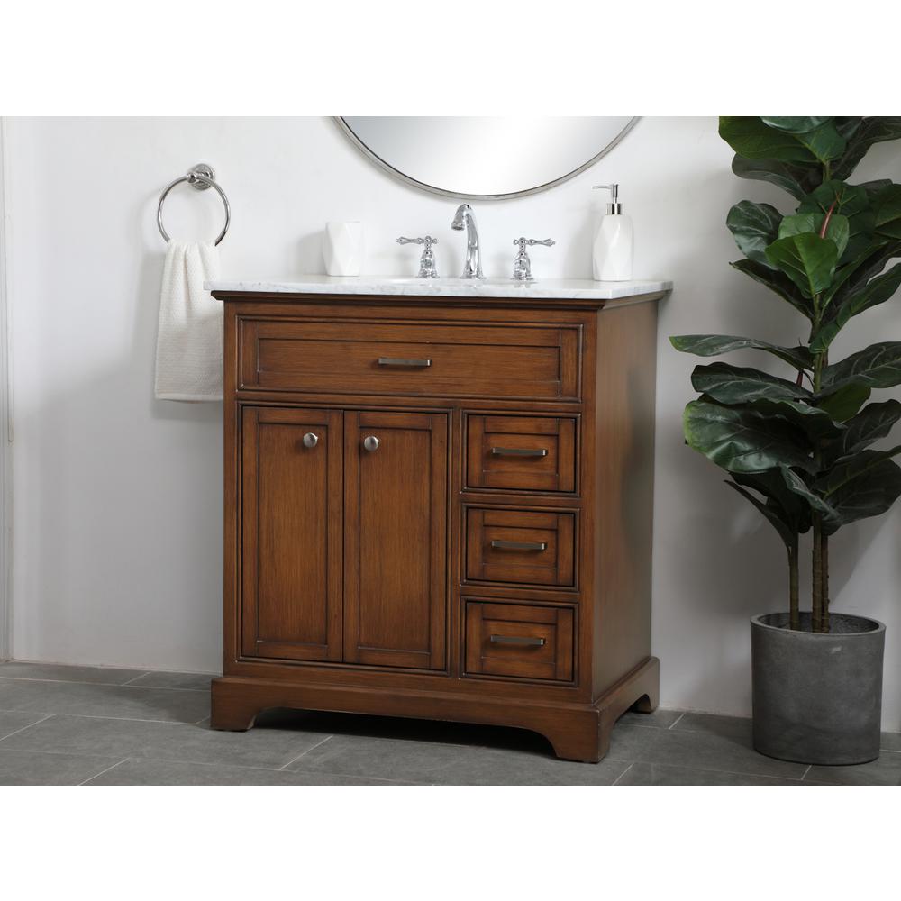 32 inch Single bathroom vanity in Teak. Picture 2