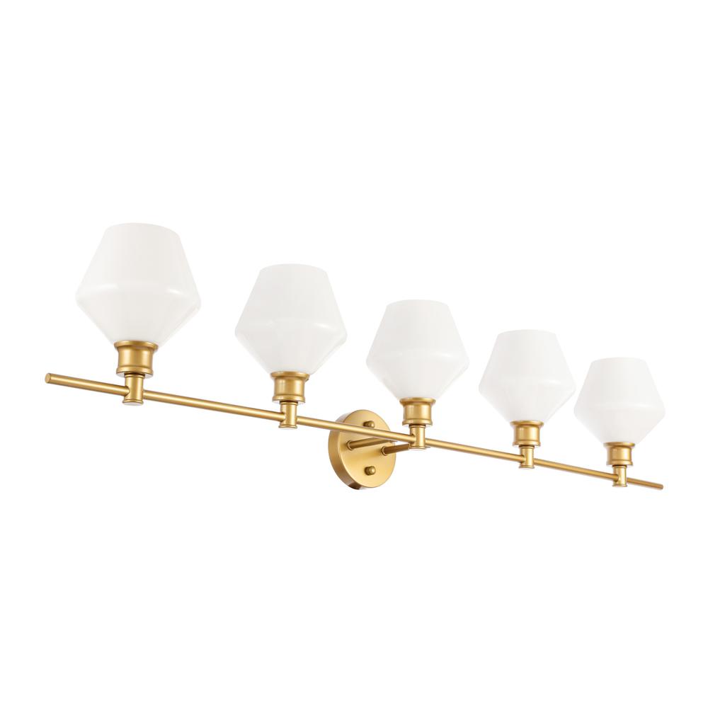 Gene 5 light Brass and Frosted white glass Wall sconce. Picture 8
