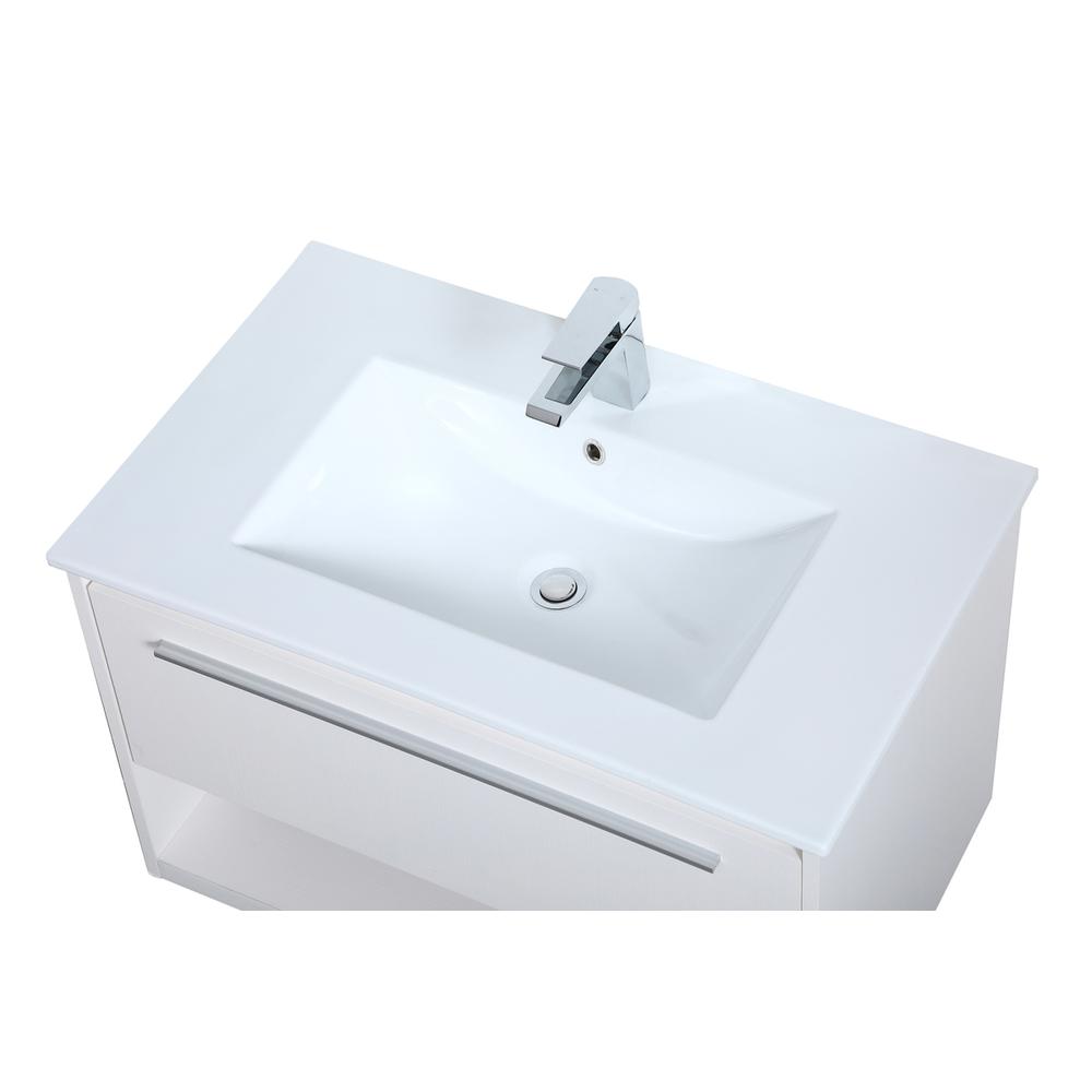 30 inch  Single Bathroom Floating Vanity in White. Picture 9