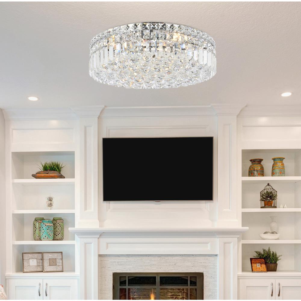 Maxime 6 light Chrome Flush Mount Clear Royal Cut Crystal. Picture 7