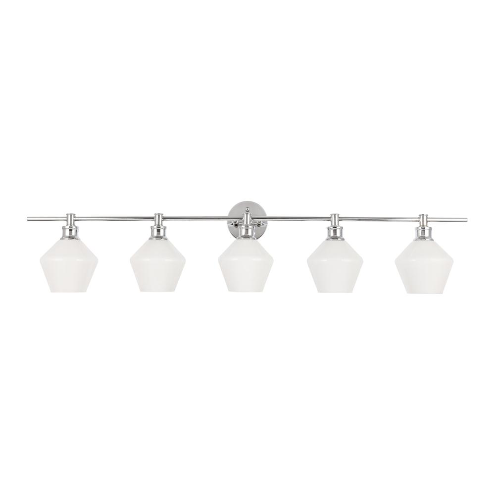 Gene 5 light Chrome and Frosted white glass Wall sconce. Picture 10