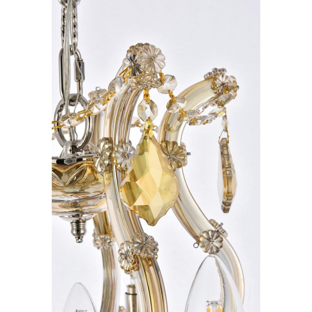 Maria Theresa 6 light Gold Pendant Golden Teak (Smoky) Royal Cut Crystal. Picture 5