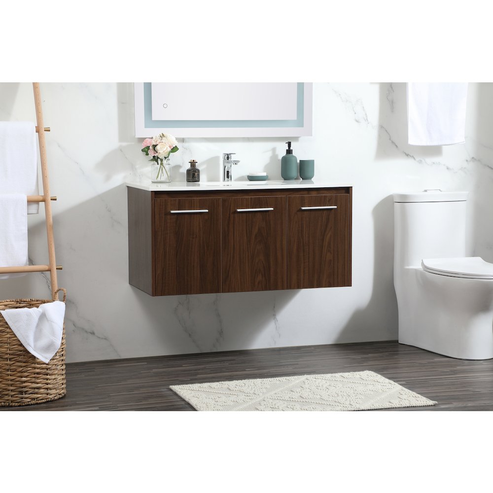 40 Inch Single Bathroom Vanity In Walnut. Picture 3
