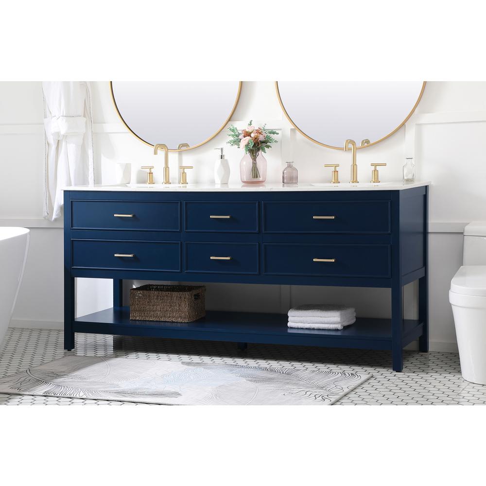 72 inch double bathroom vanity in blue. Picture 2