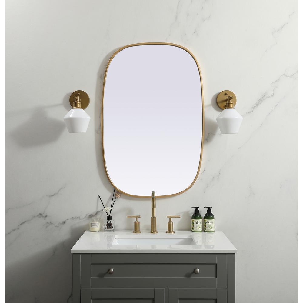 Metal Frame Oval Mirror 24x36 Inch in Brass. Picture 11