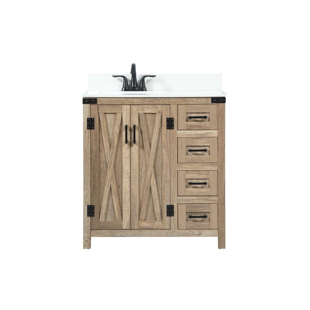 32 inch Single bathroom vanity in natural oak with backsplash. Picture 1