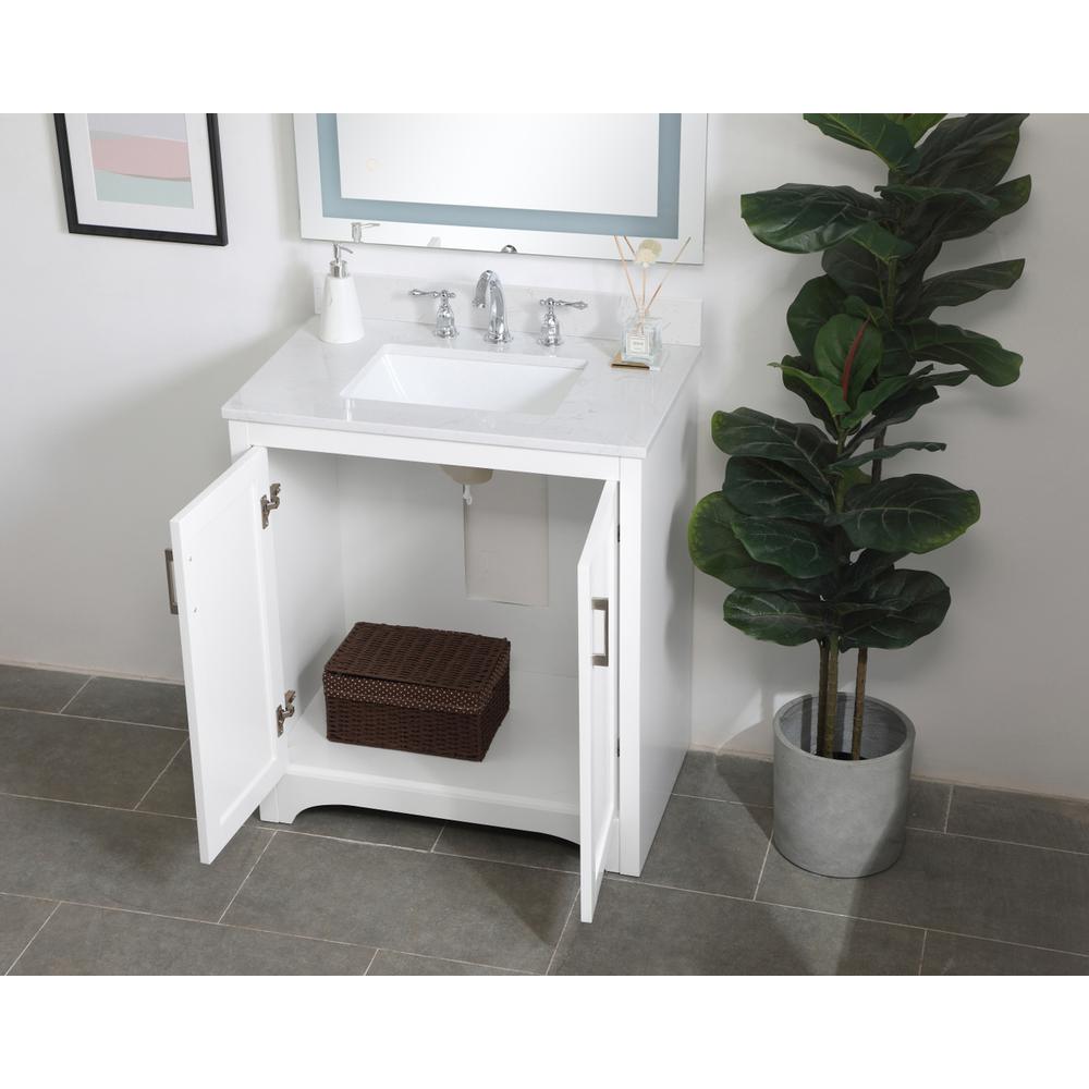 30 inch Single Bathroom Vanity in White with Backsplash. Picture 3