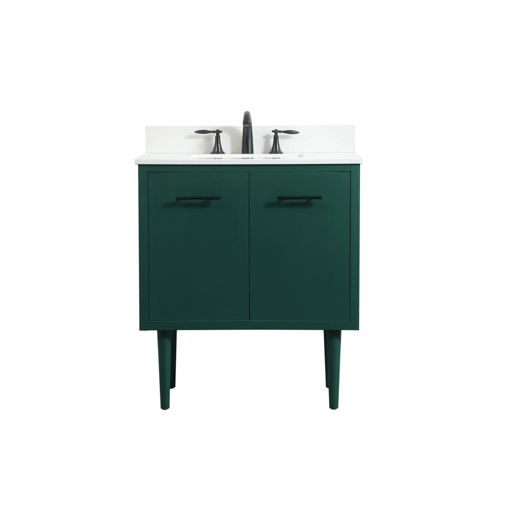 30 inch Single bathroom vanity in green with backsplash. Picture 1