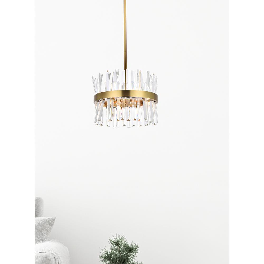 Serephina 16 inch crystal round pendant light in satin gold. Picture 7