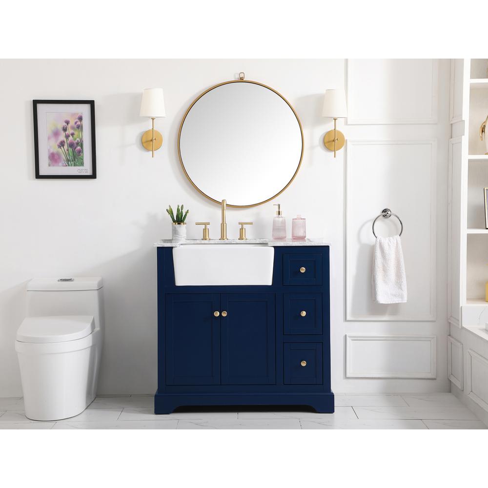 36 inch Single bathroom vanity in blue. Picture 4
