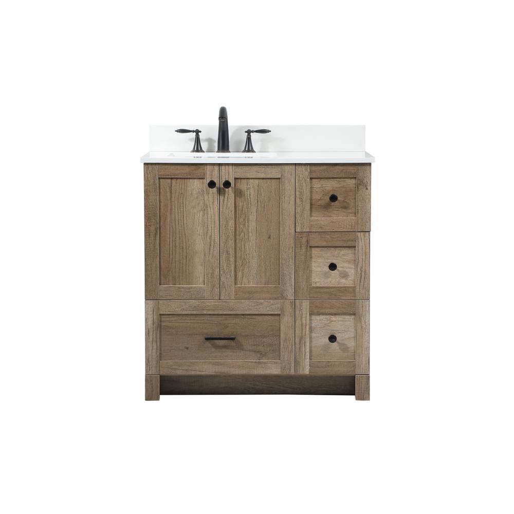 32 inch Single bathroom vanity in natural oak with backsplash. Picture 1