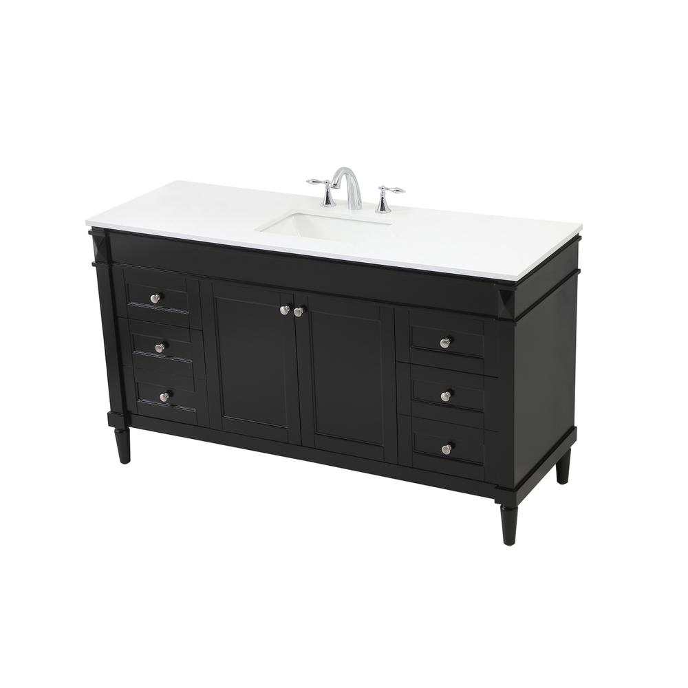 60 inch Single bathroom vanity in black. Picture 8