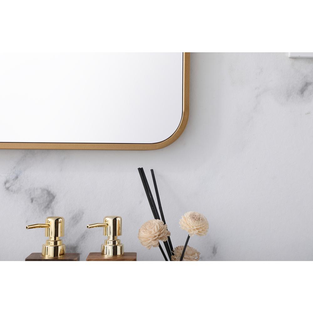 Soft corner metal rectangular mirror 24x36 inch in Brass. Picture 3