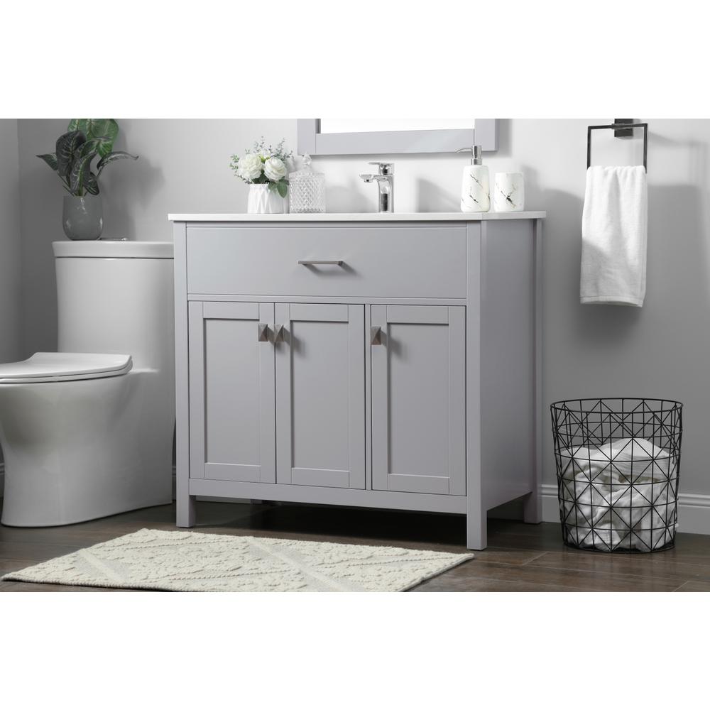 36 Inch SIngle Bathroom Vanity In Grey. Picture 2
