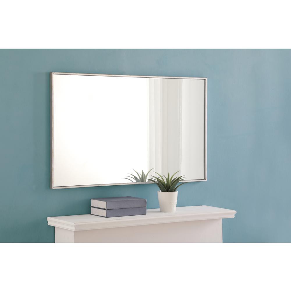 Metal frame Rectangle Mirror 24 inch Silver. Picture 7