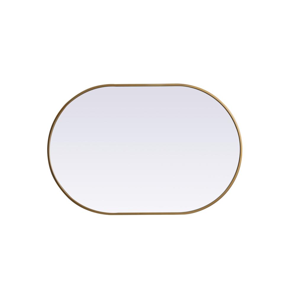 Metal Frame Oval Mirror 27x40 Inch in Brass. Picture 8