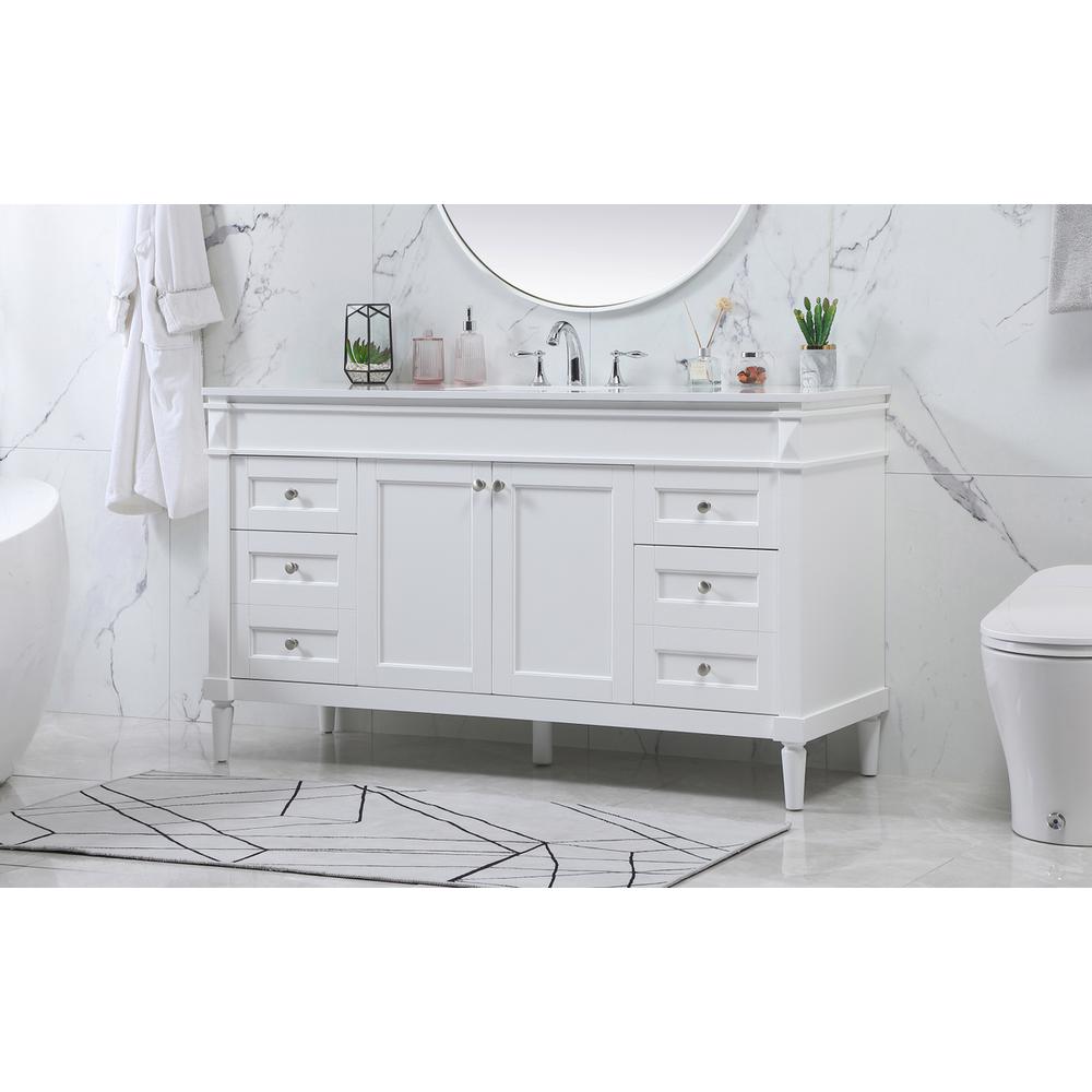 60 inch Single bathroom vanity in white. Picture 2