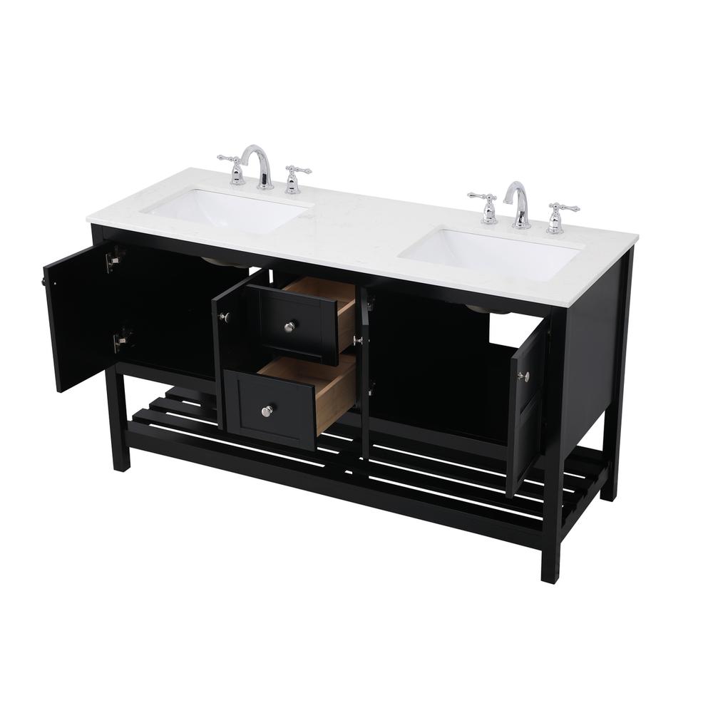 60 inch Single Bathroom Vanity in Black. Picture 8