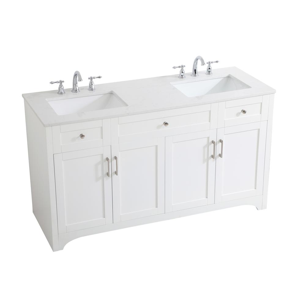 60 inch Double Bathroom Vanity in White. Picture 8