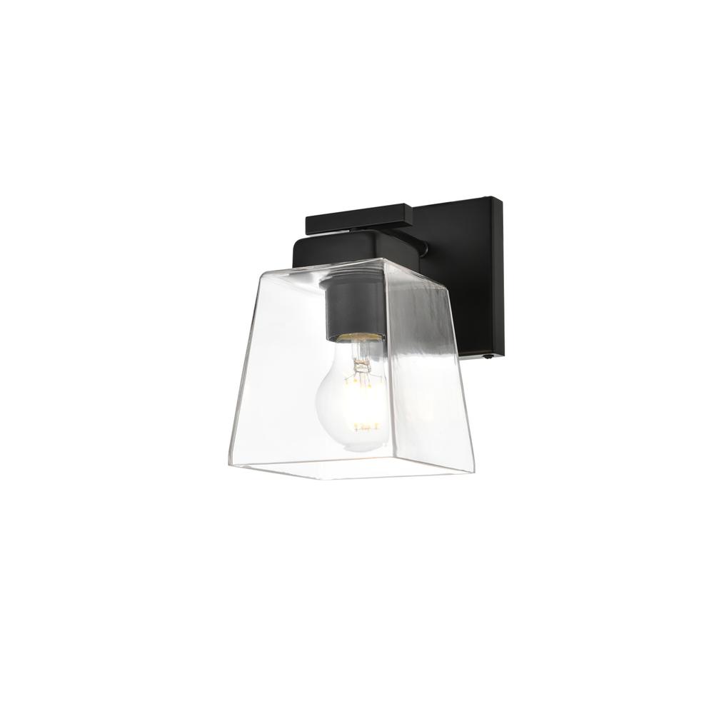 Merrick 1 light Black and Clear Bath Sconce. Picture 2