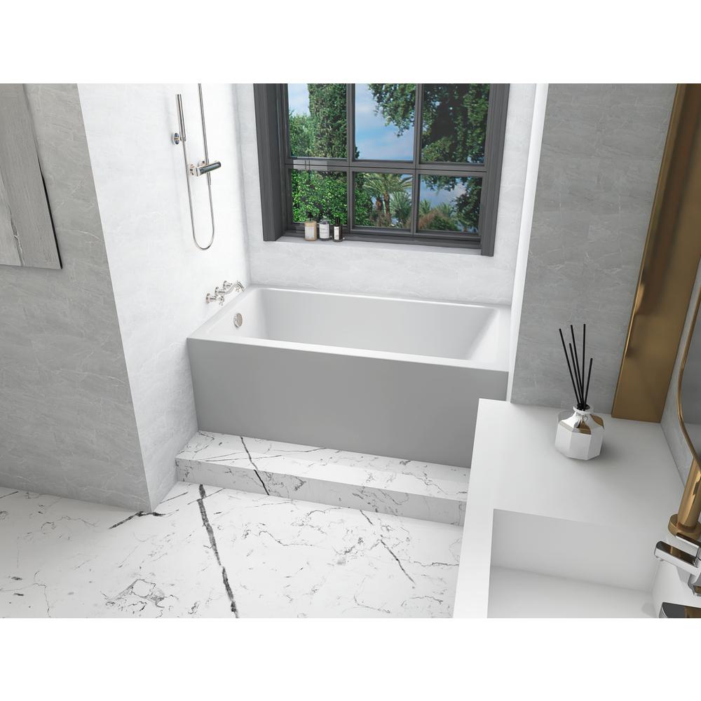 Alcove soaking bathtub 32x60 inch left drain in glossy white. Picture 3