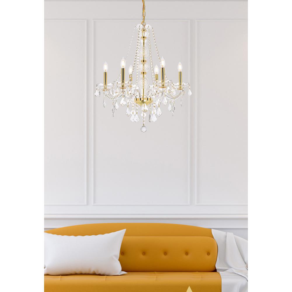 Verona 6 light Gold Chandelier Clear Royal Cut Crystal. Picture 7
