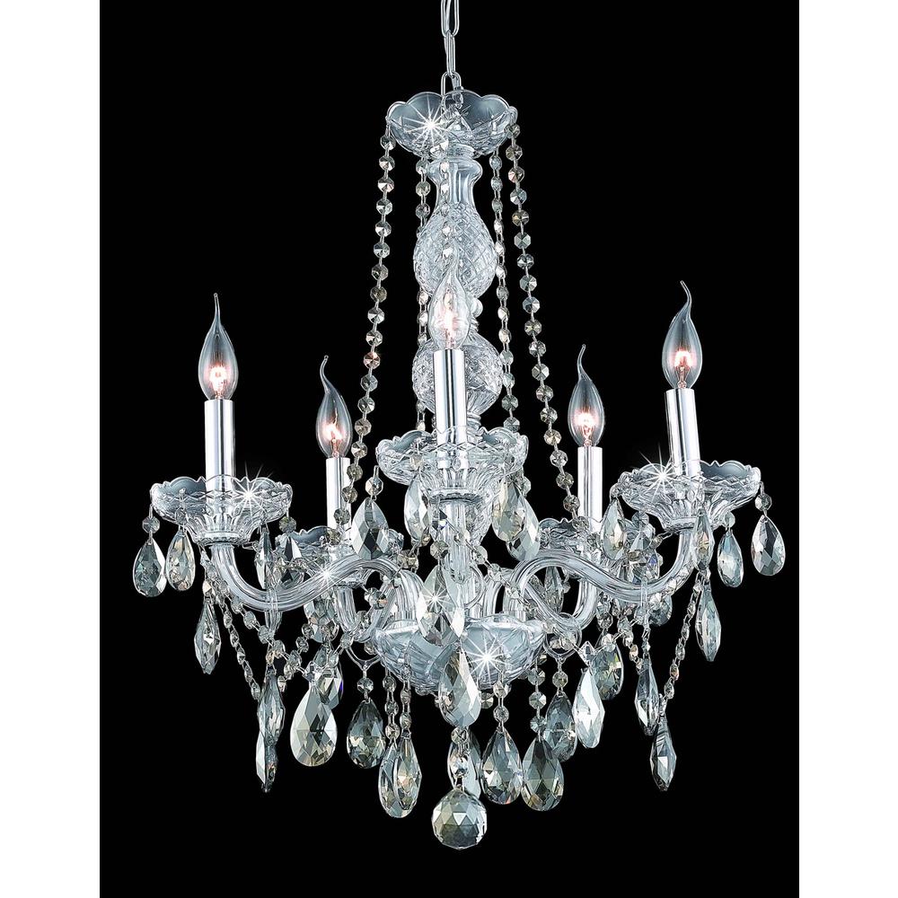 Verona 5 light Chrome Chandelier Golden Teak (Smoky) Royal Cut Crystal. Picture 1