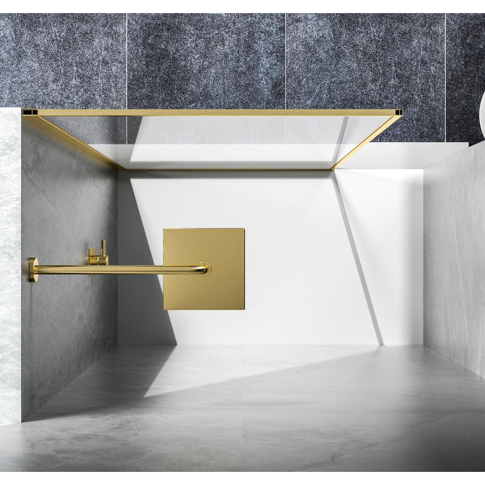 Fixed framed shower door 35 x 76 Brushed Gold. Picture 4