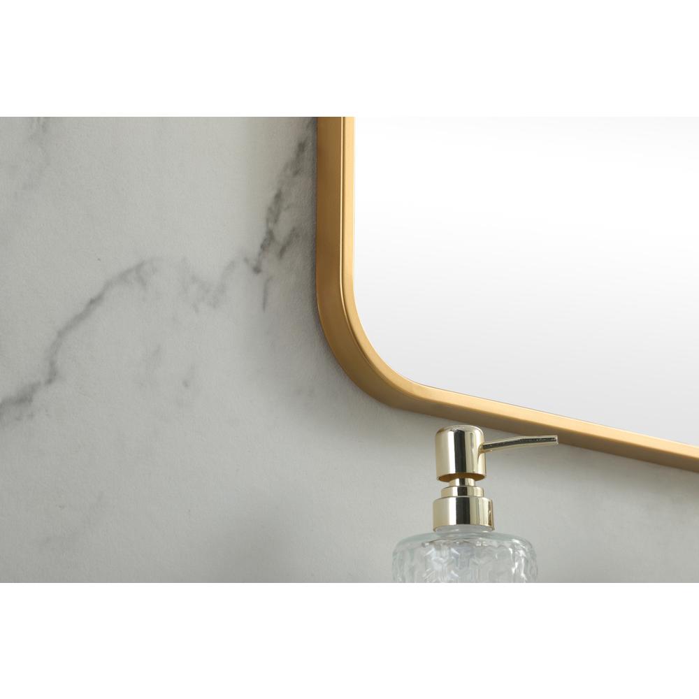 Soft corner metal square mirror 24x24 inch in Brass. Picture 6