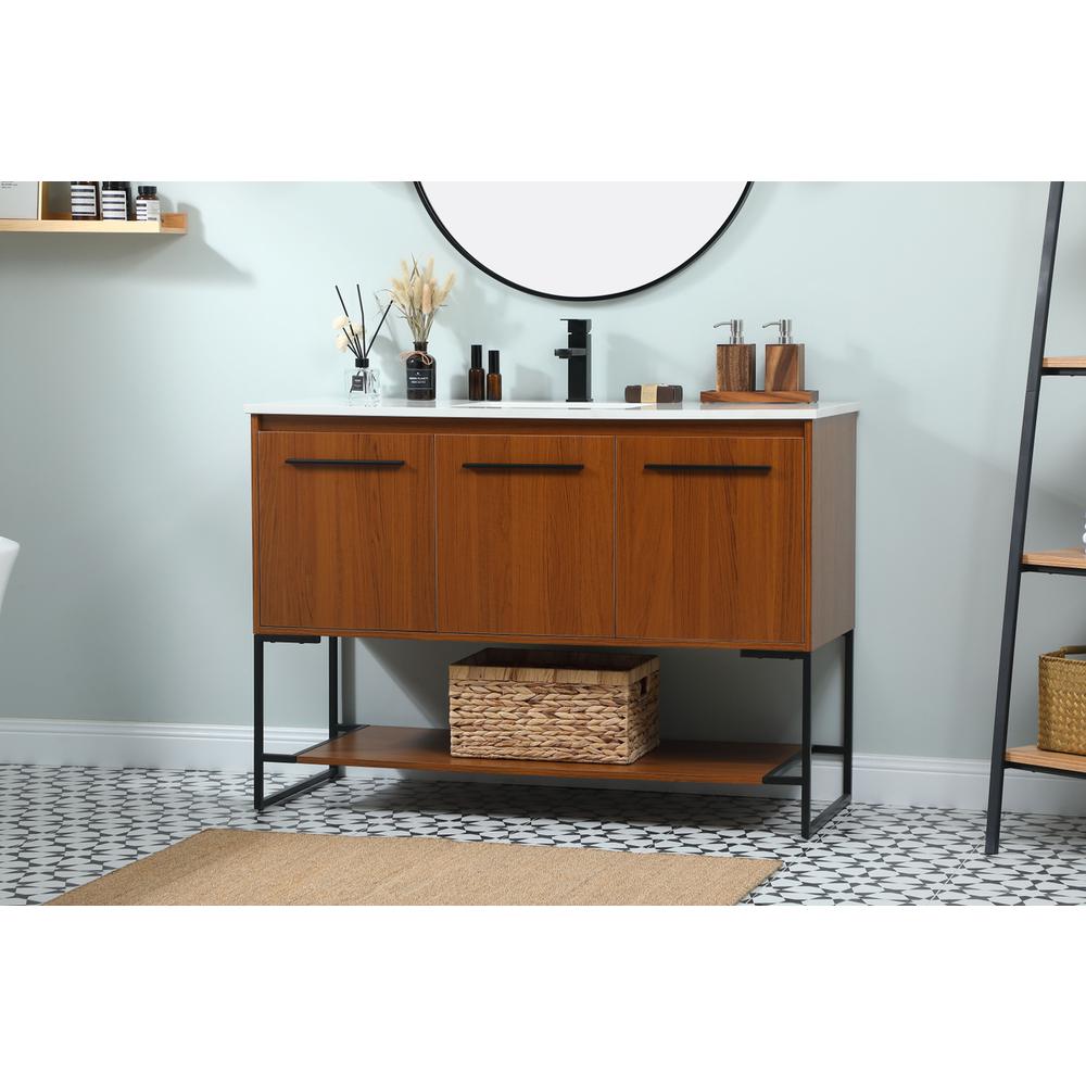 48 inch Single bathroom vanity in teak. Picture 2
