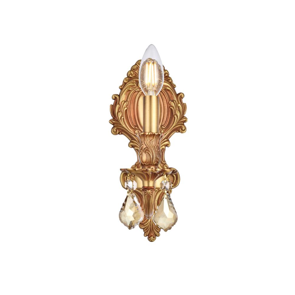 Monarch 1 light French Gold Wall Sconce Golden Teak (Smoky) Royal Cut Crystal. Picture 6