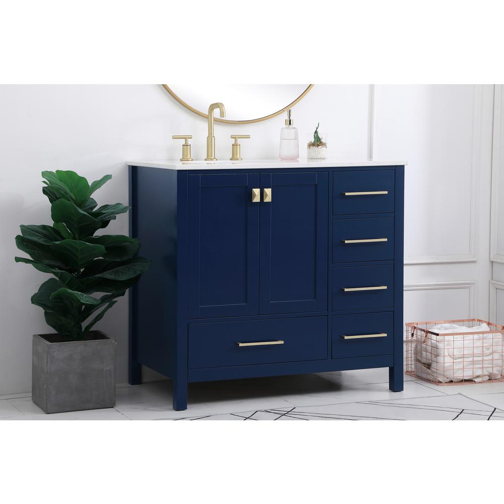 36 inch Single Bathroom Vanity in Blue. Picture 2