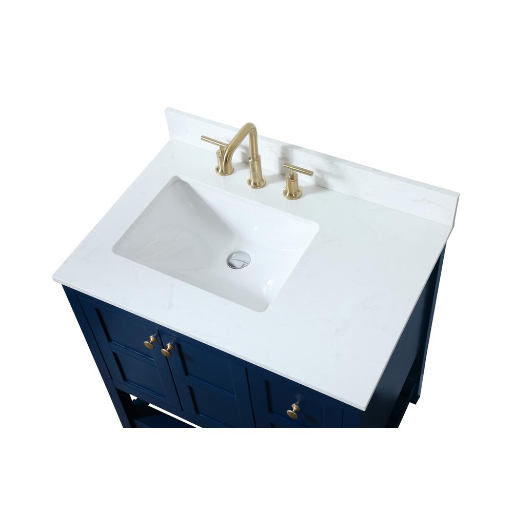 32 inch Single bathroom vanity in blue with backsplash. Picture 10