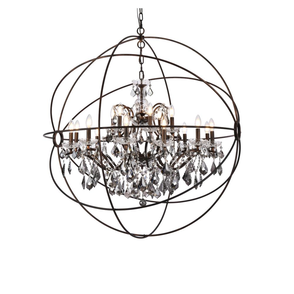 Geneva 18 light Dark Bronze Chandelier Silver Shade (Grey) Royal Cut crystal. Picture 2