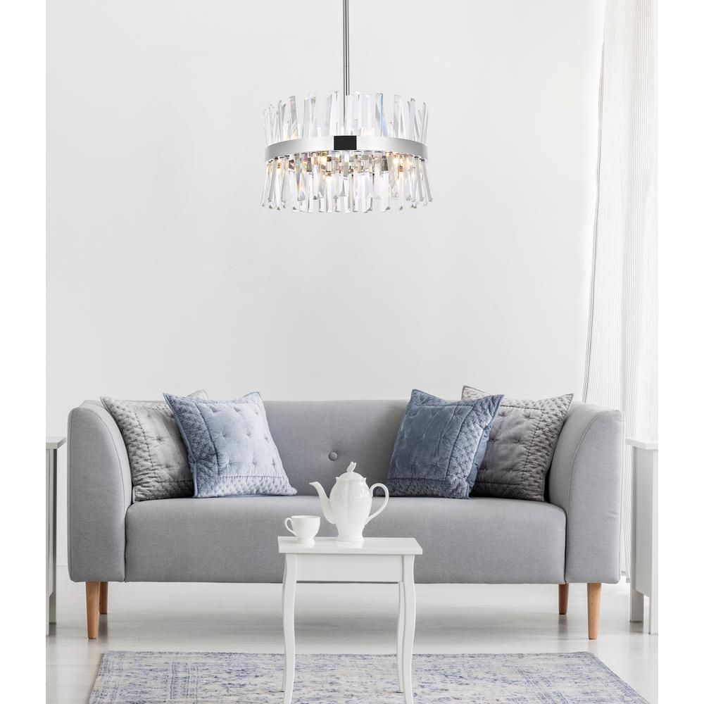 Serephina 20 inch crystal round pendant light in chrome. Picture 8