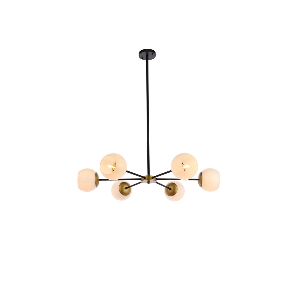 Briggs 36 inch pendant in black and brass with white shade. Picture 1